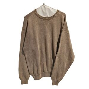 Croft & Barrow Mens Tan Knit Crew Neck‎ Sweater XL 100 Percent Cotton